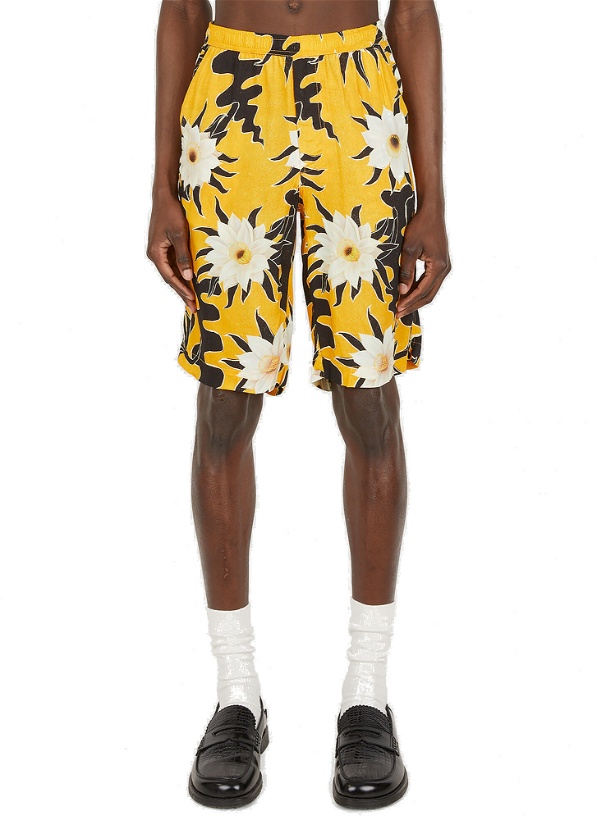 Photo: Floral Motif Board Shorts in Yellow