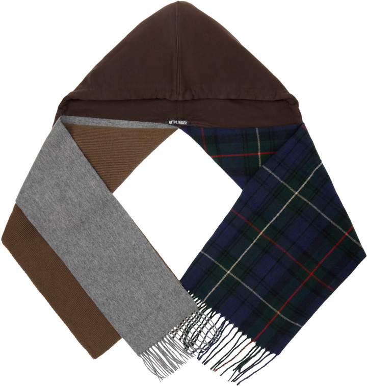 Photo: Ottolinger Brown & Multicolor Deconstructed Hoodie Scarf