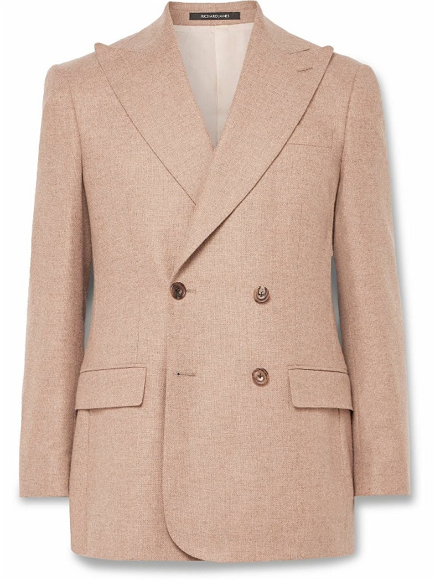 Photo: Richard James - Hyde Double-Breasted Wool-Hopsack Blazer - Neutrals