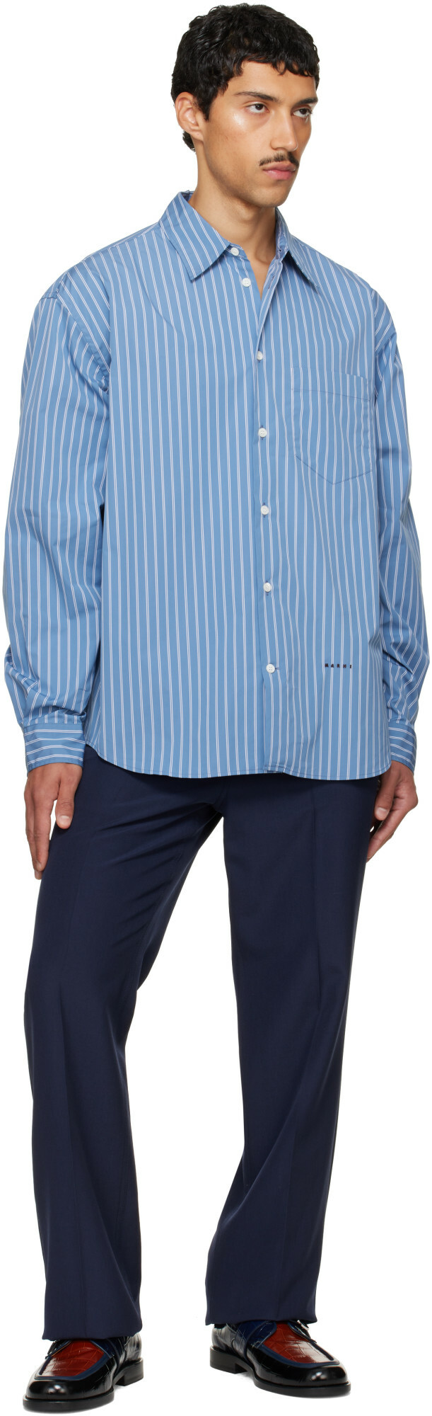 Marni Blue Striped Shirt