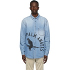 Palm Angels Blue Denim College Eagle Shirt