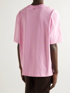 AMI PARIS - Logo-Embroidered Organic Cotton-Jersey T-Shirt - Pink