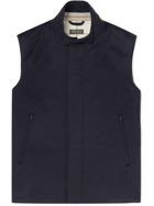 LORO PIANA - Suede-Trimmed Brushed-Cashmere Gilet - Blue