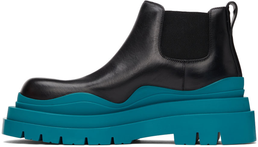 ミドルブーツ BOTTEGA VENETA Women Boots 677113 BLUE Bottega Veneta Women's Blue Rubber Block-Heel Ankle Rain