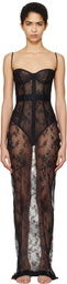 SKIMS Black Ultra Fine Lace Strapless Corset Long Maxi Dress