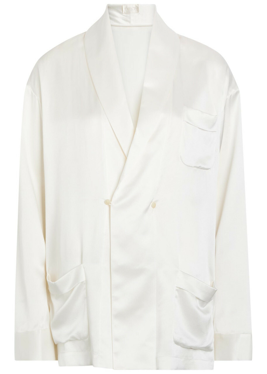 Delos Gilbert Double-breasted Silk Jacket Ivory