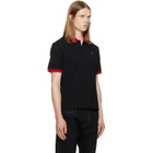 Versace Black Embroidered Cotton Piqué Polo