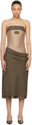 Commission Khaki & Taupe Paneled Midi Dress