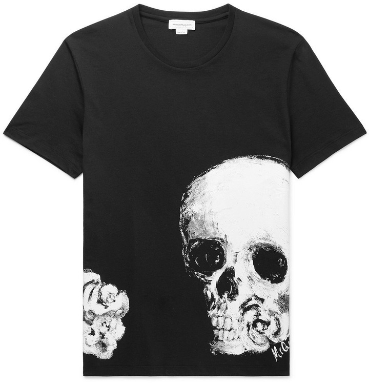 Photo: Alexander McQueen - Slim-Fit Printed Cotton-Jersey T-shirt - Black