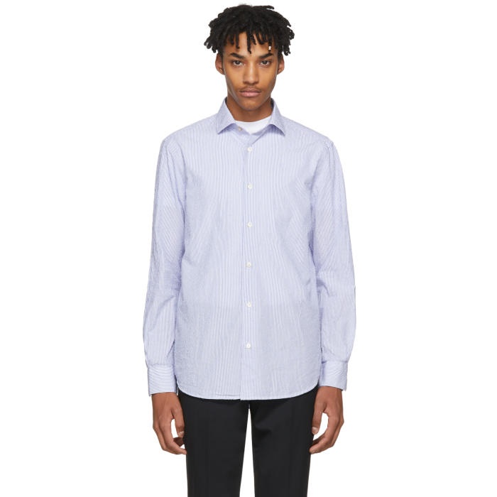 Photo: Paul Smith Blue and White Pinstripe Tipping Effect Shirt