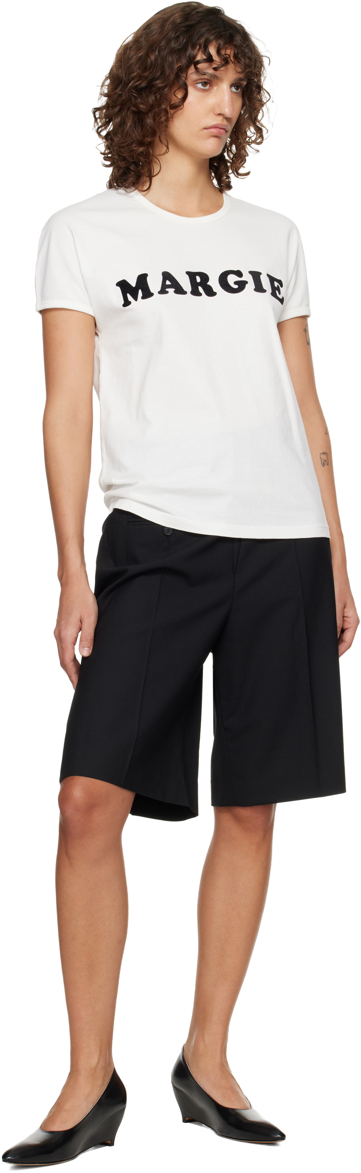 MM6 Maison Margiela Black Wool-Blend Tailored Shorts