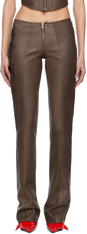 Photo: Jean Paul Gaultier Brown 'The Tattoo' Leather Pants