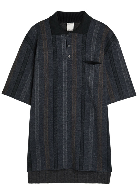 Photo: Calvin Klein Striped Wool Polo Shirt Black
