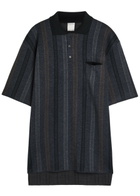 Calvin Klein Striped Wool Polo Shirt Black