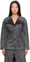 GANNI Gray Fitted Denim Jacket