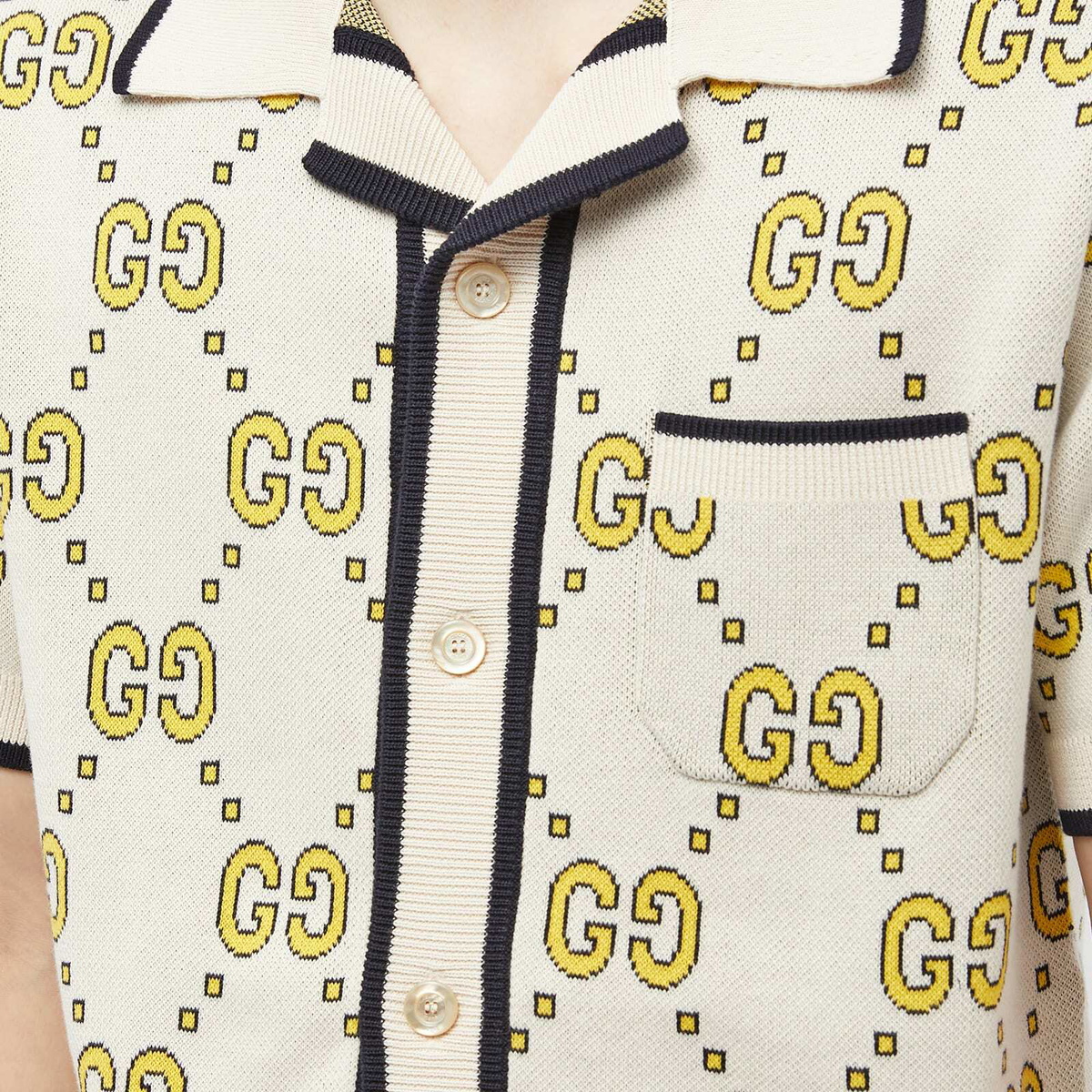 GUCCI半袖ニット ミルク Gucci Men's GG Knitted Shirt in Milk Gucci