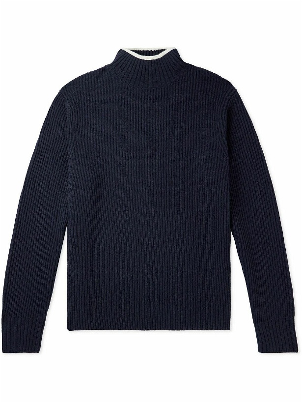 Photo: Theory - Dimo Ribbed Wool and Cashmere-Blend Rollneck Sweater - Blue