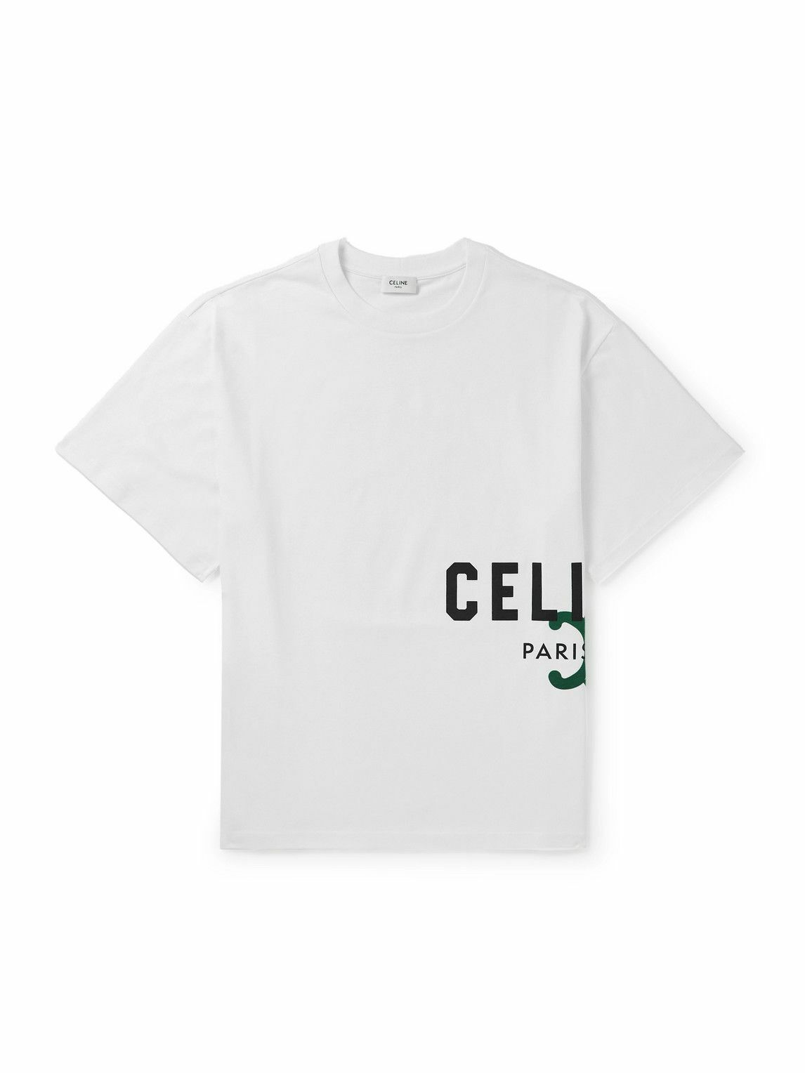 CELINE - Logo-Print Cotton-Jersey T-Shirt - White Celine
