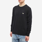 Maison Kitsuné Men's Baby Fox Patch Cosy Crew Knit in Black