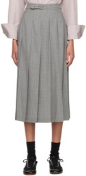 AURALEE Gray Pleated Midi Skirt