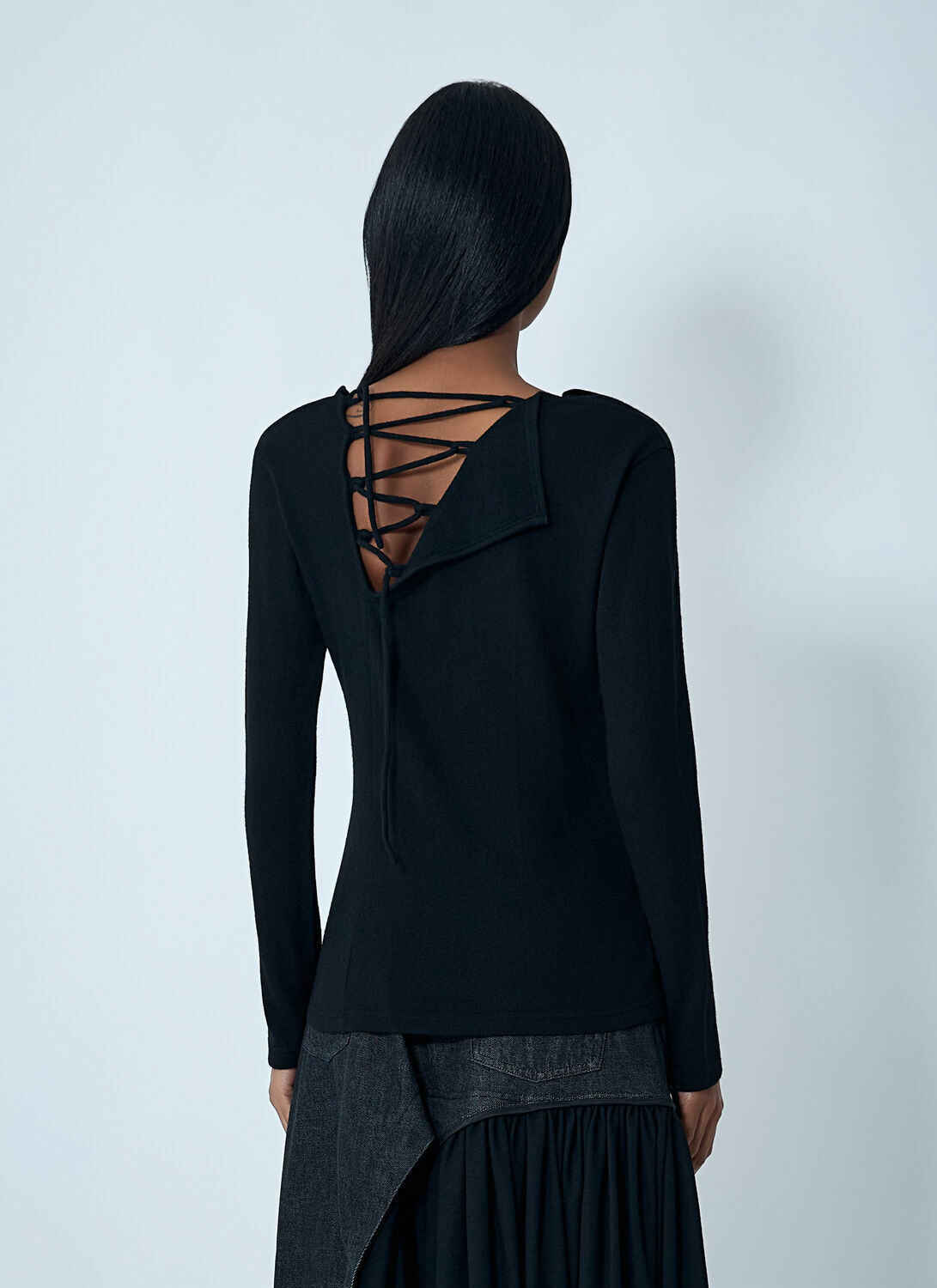 Yohji Yamamoto Lace-Up Wool Sweater