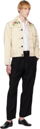 HARAGO Beige Beadwork Cropped Jacket