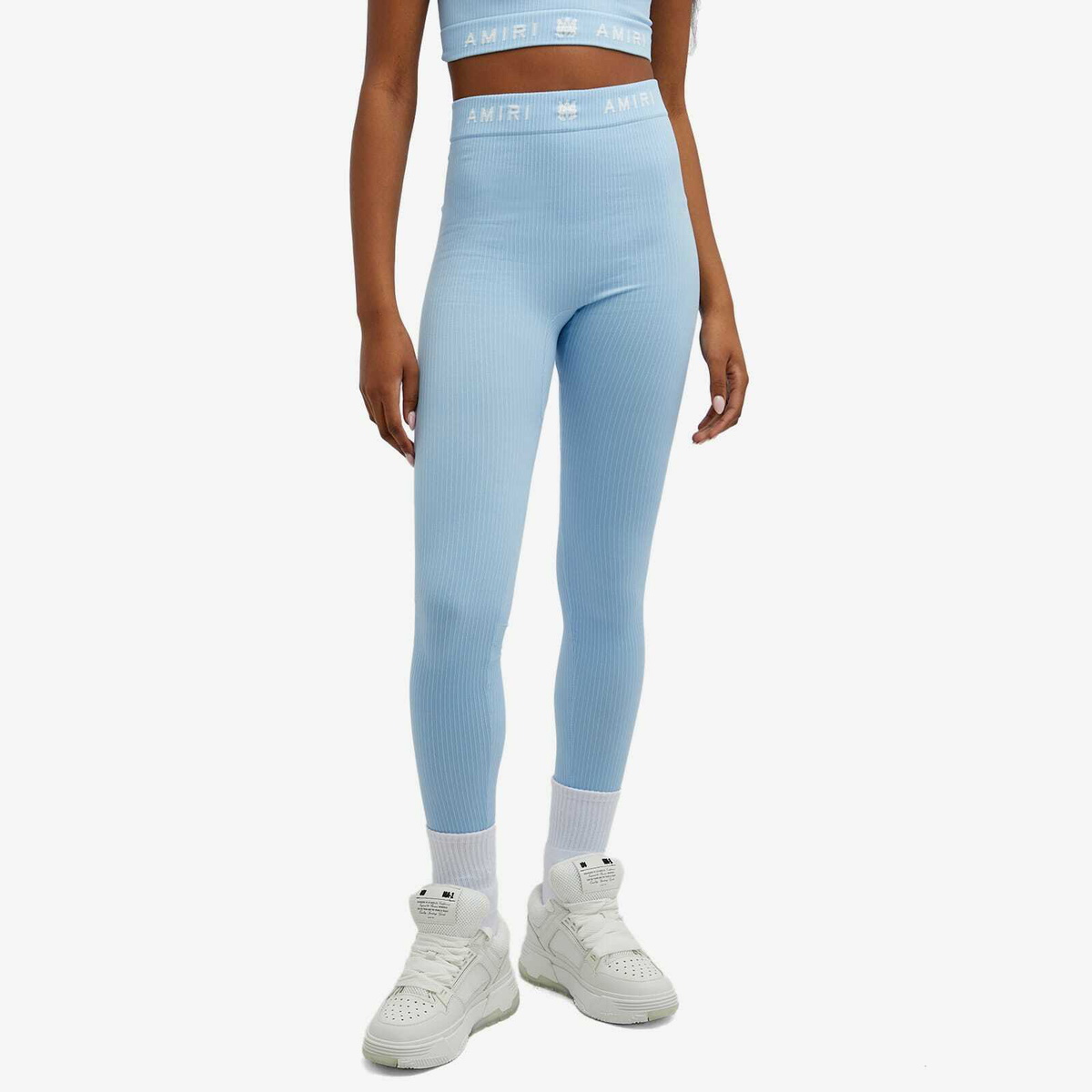 AMIRI Women's MA Ribbed Seamless Legging in Cerulean
