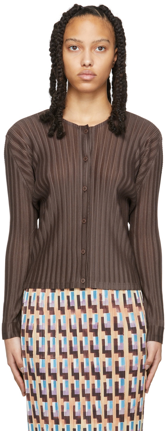 Pleats Please Issey Miyake Brown Monthly Colors February Cardigan