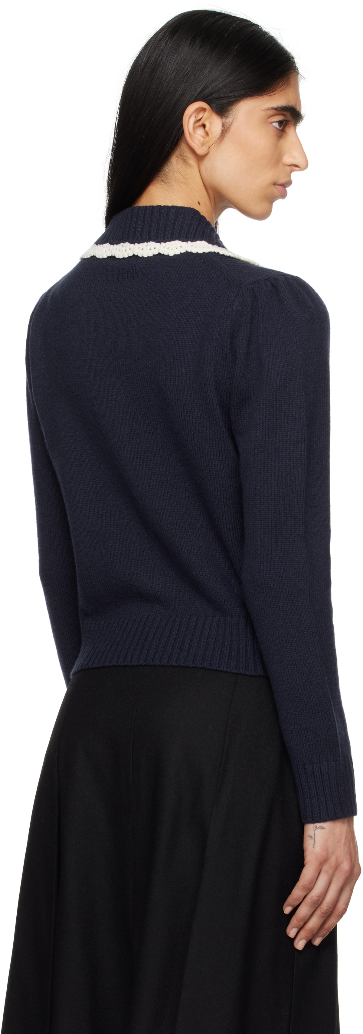 Sandy Liang Navy Roche Cardigan