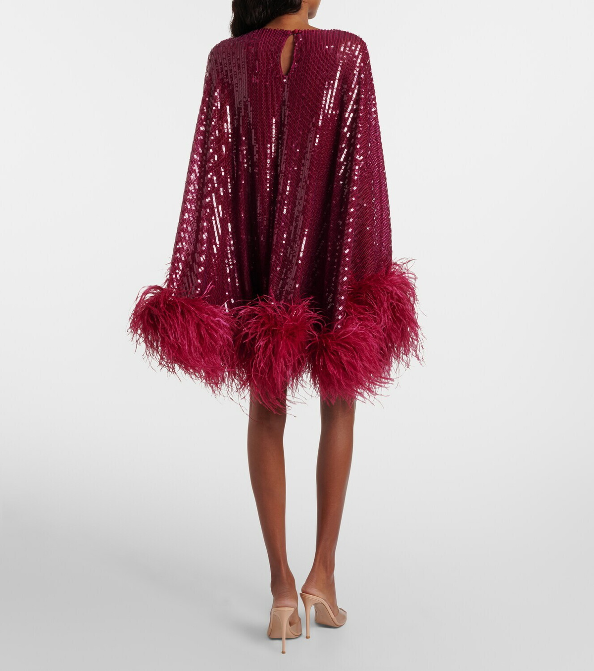 Taller Marmo Vegas sequined feather-trimmed chiffon kaftan