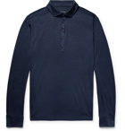 Ermenegildo Zegna - Slim-Fit Striped Wool Polo Shirt - Men - Navy