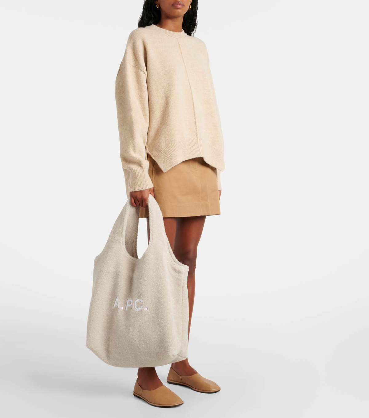 A.P.C. Ninon logo faux shearling tote bag A.P.C.