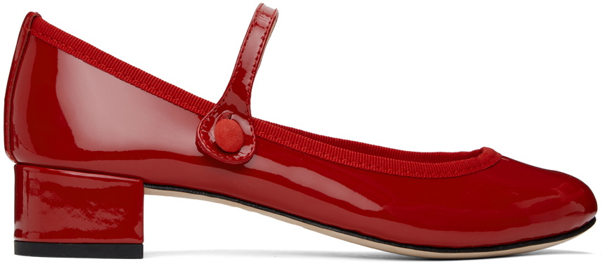Repetto Red Rose Mary Janes Heels Repetto