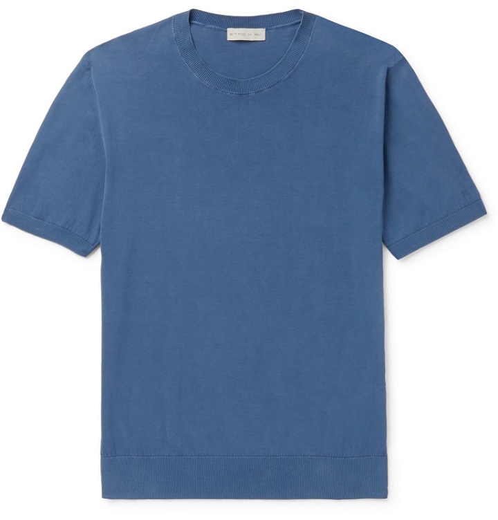 Photo: Etro - Slim-Fit Cotton-Jersey T-Shirt - Blue