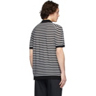 Joseph Black and White Merino Stripe Polo