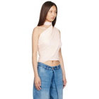 BALMAIN Pink Cross Neck Draped Fluid Jersey Top