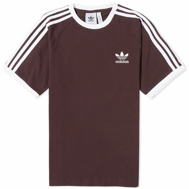 Photo: Adidas Men's 3 Stripe T-Shirt in Shadow Brown