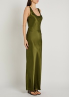 Reformation Pamela Silk Maxi Slip Dress Green