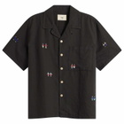Folk Men's Presented by END. Relaxed Soft Collar Vacation Shirt in Soft Black People Embroidery