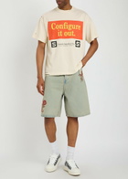 Satoshi Nakamoto Configure Distressed Printed Cotton T-shirt White