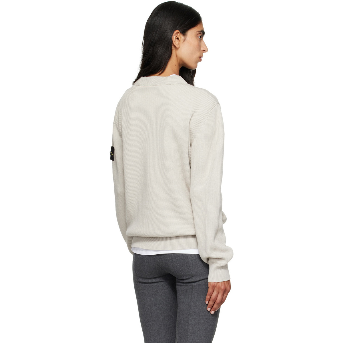 Stone Island Beige 5100154 Ribbed Soft Organic Cotton Sweater