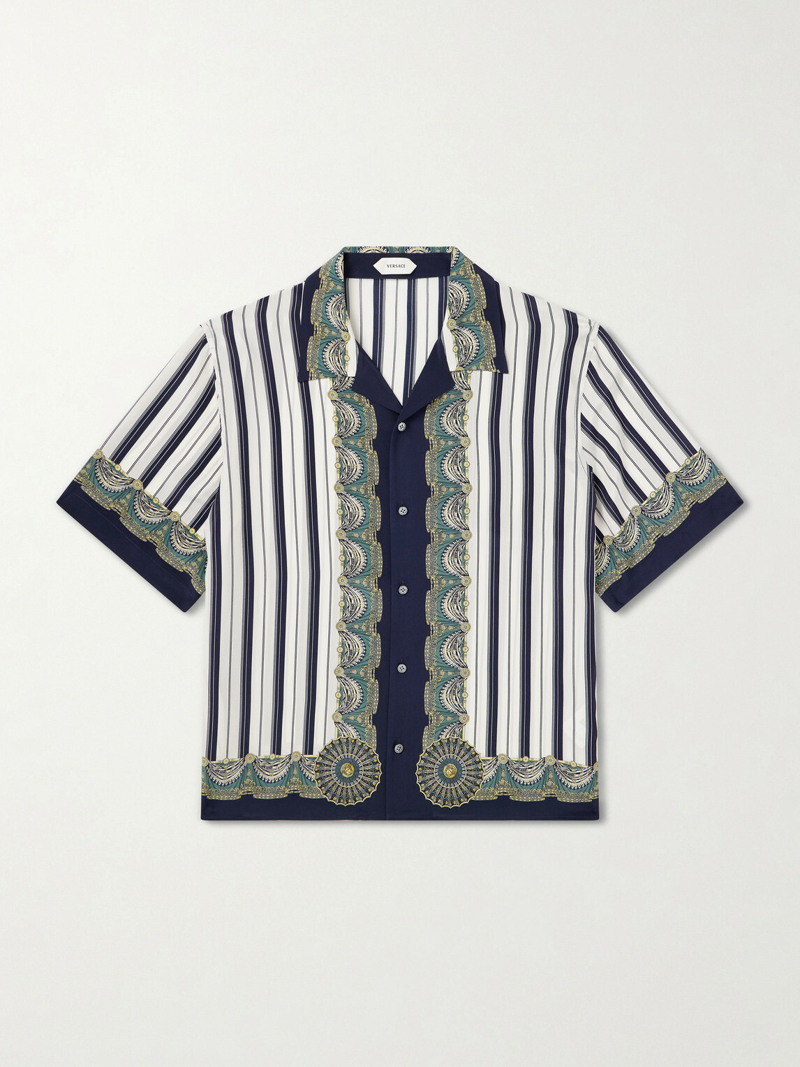 Versace - Striped Silk-Crepe de Chine Shirt - Blue