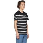 Balmain Blue Striped Logo T-Shirt