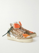 Off-White - 3.0 Off-Court Leather, Canvas and Suede High-Top Sneakers - Neutrals