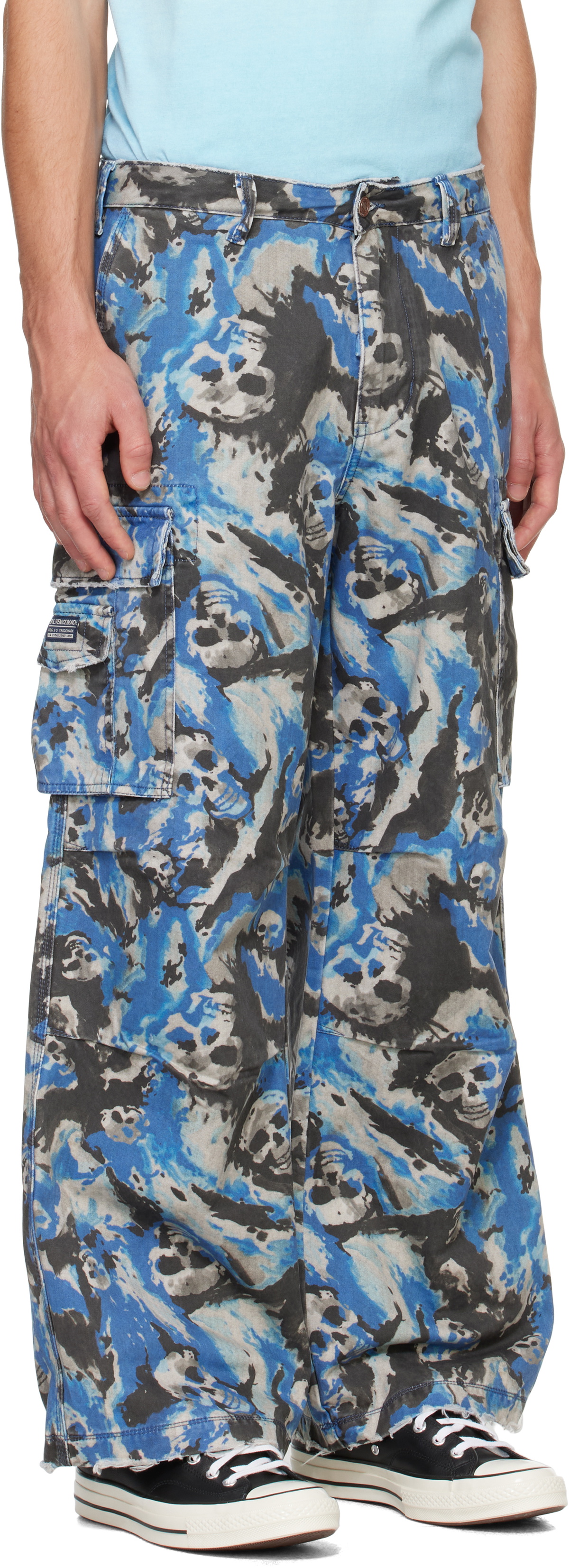 ERL skull cargo pants Mサイズ カーゴパンツ ERL Blue Skull Cargo Pants ERL