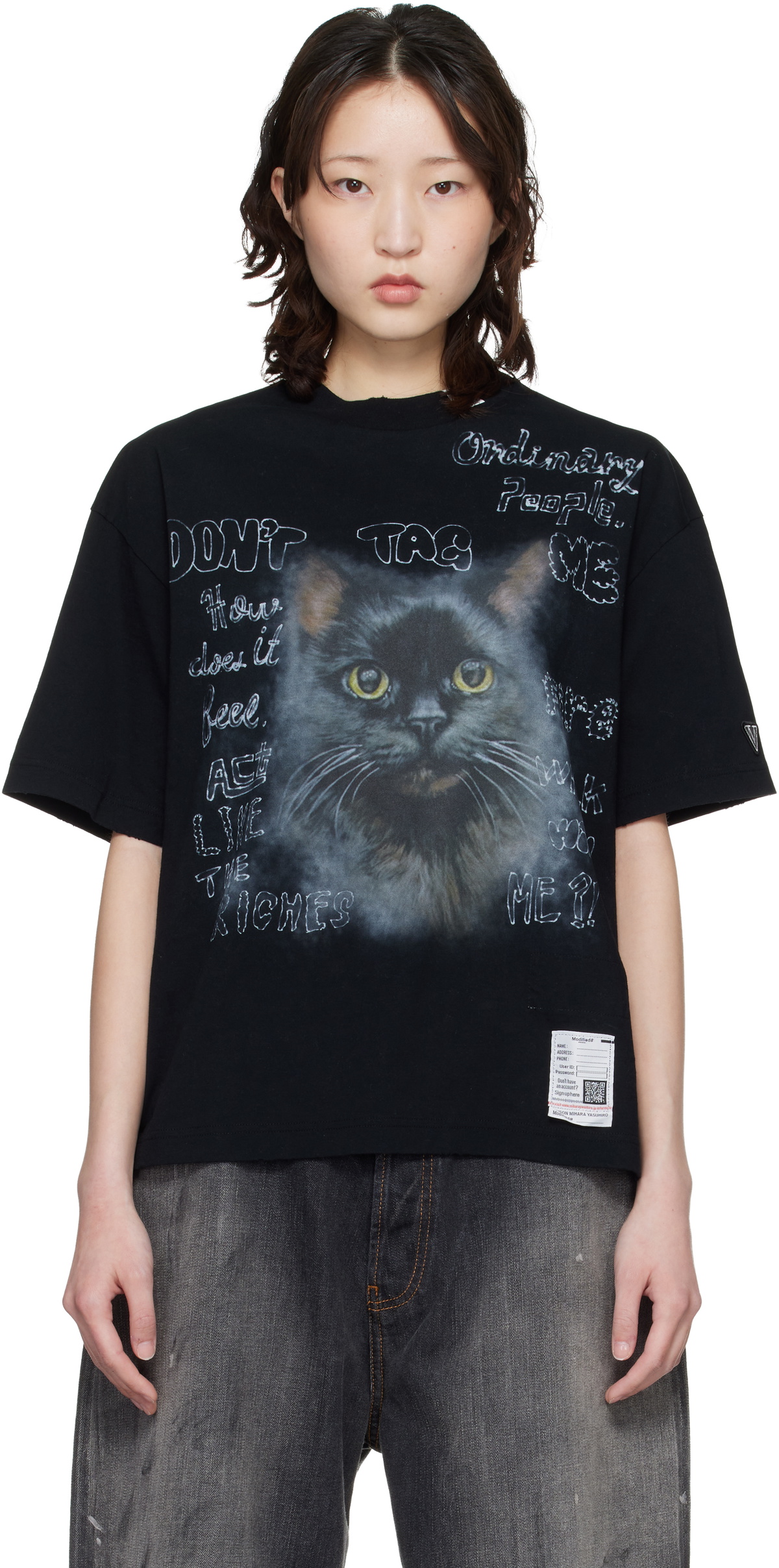 Maison MIHARA YASUHIRO Black Cat Printed T-shirt
