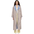 Ports 1961 Brown and White Gingham Criss Cross Front Trench Coat