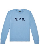 A.P.C. - VPC Logo-Flocked Cotton-Jersey Sweatshirt - Blue