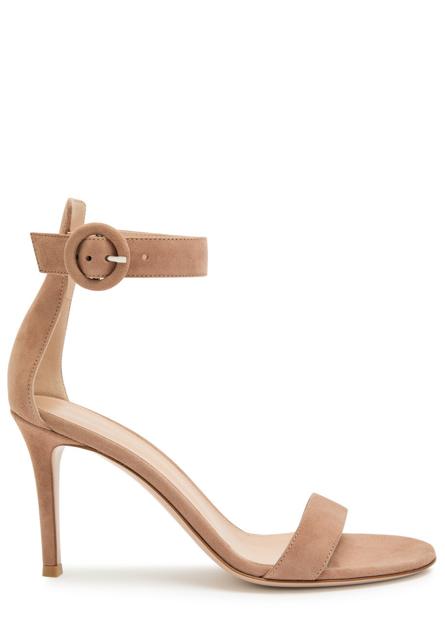 Gianvito Rossi Portofino 85 Suede Sandals Nude