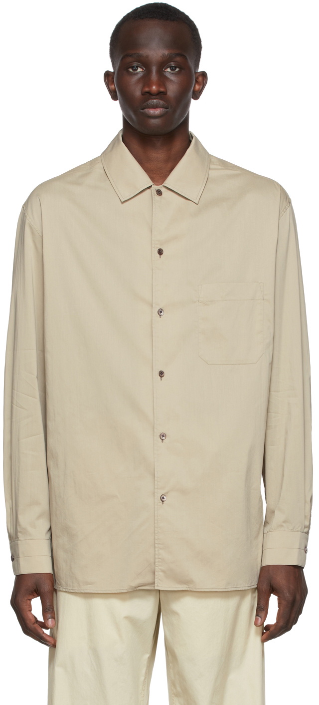 LEMAIRE Taupe Convertible Collar Shirt Lemaire